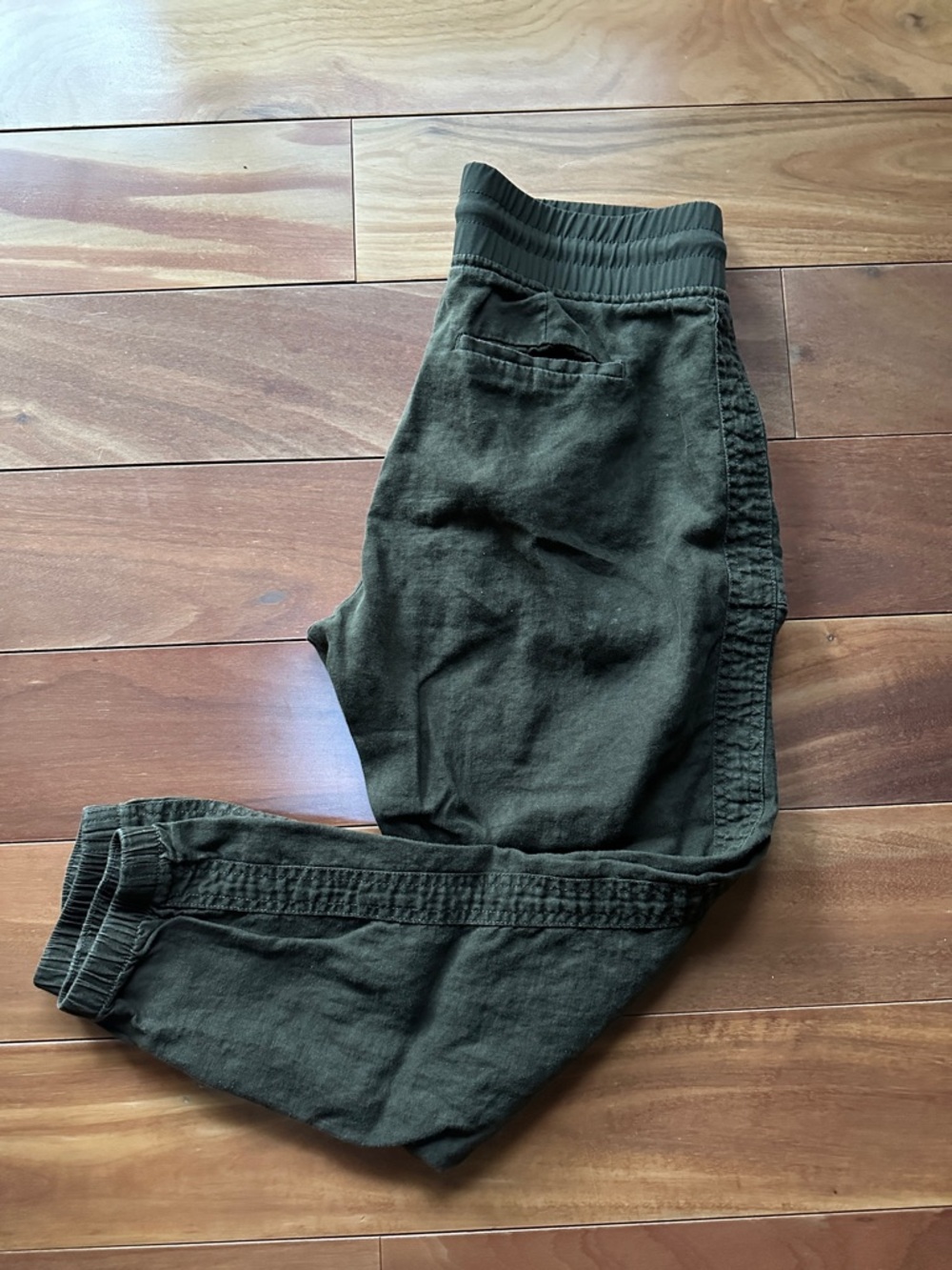 Athleta Cabo Olive Green Linen Joggers 8 - Picture 2 of 6
